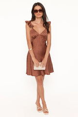 Cassinda Mini Dress - Brown Polka Dot