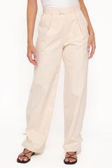 Asher Tie Detail Tapered Leg Pants - Cream