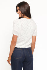 Rossi Floral Button Up Cardigan - White/Pink