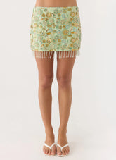 Bliss Beaded Mini Skirt - Lime