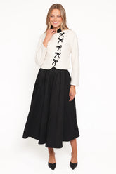 Jorah Twill Cropped Bow Jacket - Cream