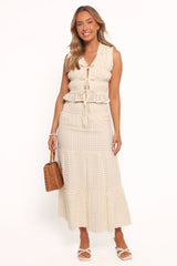 Farica Gingham Midi Skirt - Cream