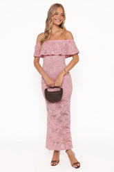 Mirelle Off Shoulder Lace Maxi Dress - Pink