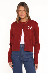 Middleton Mini Bow Cardigan - Wine