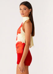 Felicity Halter Top - Scarlet Floral