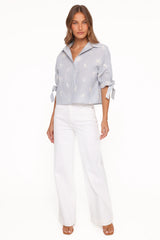 Floriana Tie Sleeve Shirt - Blue Stripe