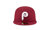 59Fifty MLB Philadelphia Phillies 1970 Cooperstown Fitted Hat "Burgundy" 11590961