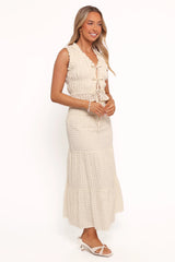 Farica Gingham Midi Skirt - Cream