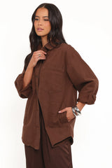 Toto Denim Shacket - Chocolate Brown