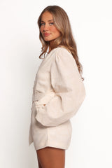 Cassian Belted Romper - Tan Swirl