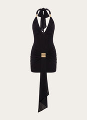Miyah Halter Hardware Mini Dress - Black