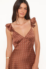 Cassinda Mini Dress - Brown Polka Dot