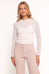 Riven Shirred Top - White