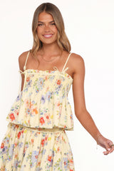 Cosima Baby Doll Top - Yellow Floral