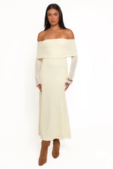 Wilma Off Shoulder Dress - Butter Yellow