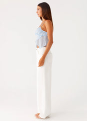 Glynne Frill Top - Baby Blue