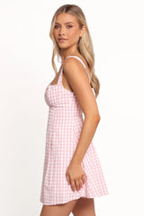 Althea Mini Dress - Pink Gingham