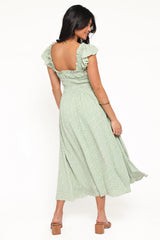 Bronte Midi Dress - Green Floral