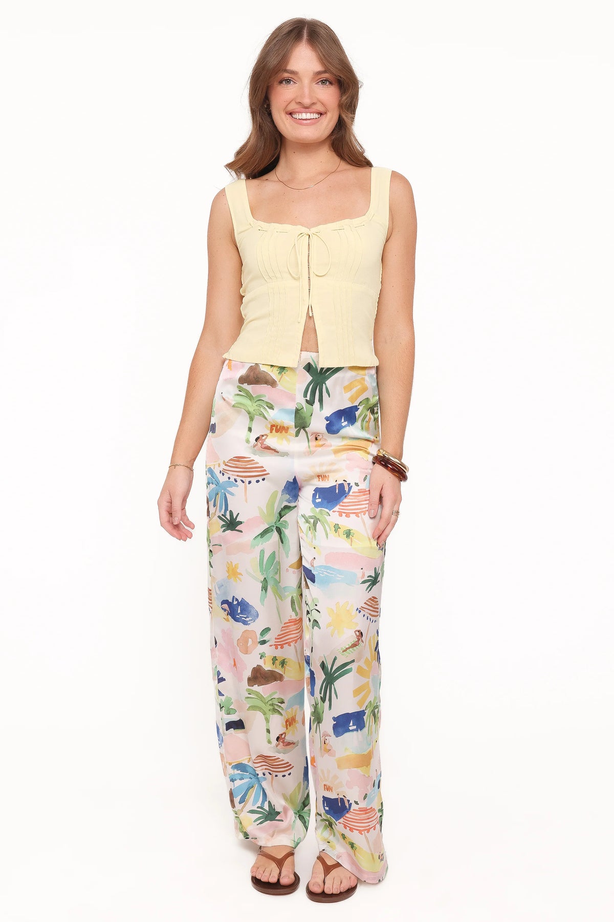 Alba Wide Leg Pant - Cream Resort Isle