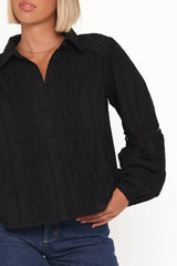 Catania Lace Inset Top - Black