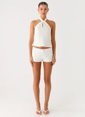 Maddox Scarf Top - White