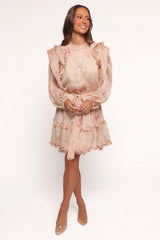 Phaedra Long Sleeve Mini Dress - Soft Rose