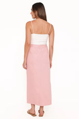 Dana Denim Midi Skirt - Dusty Pink
