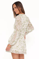 Aimee Mini Dress - Green Leaf