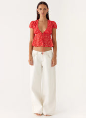 Ailani Top - Magenta Red Rose