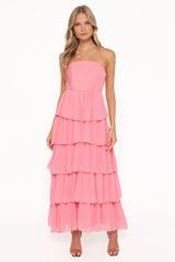 Peachester Strapless Maxi Dress - Coral