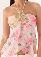 Leslie Halter Top - Blooming Spring