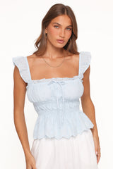 Melissa Peplum Top - Pale Blue