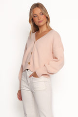 Isabel Button Front Cardigan - Pale Pink
