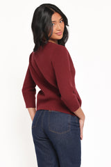 Cataline Button Front Top - Wine